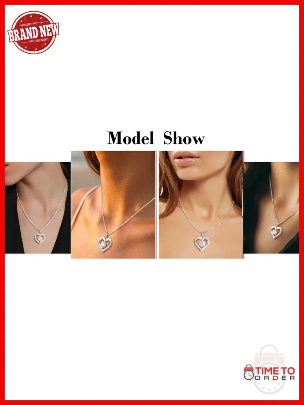 Moissanite Heart Pendant Necklace 925 Sterling Silver 1-3 CT D VVS1